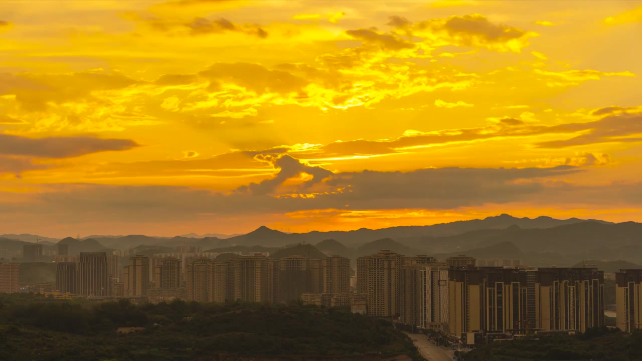 8k城市日落夕阳延时风光空镜视频素材