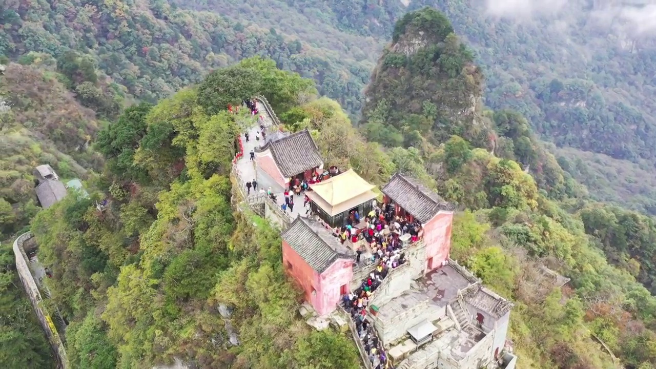 武当山金顶特写航拍视频素材