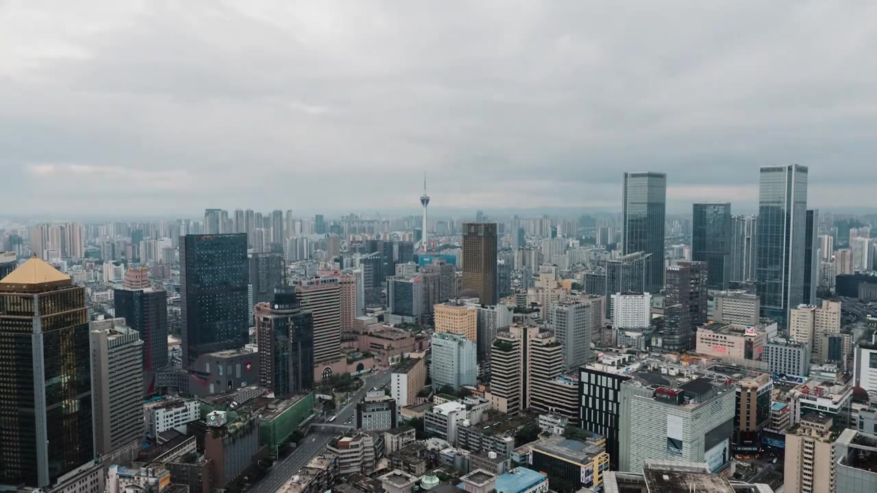 成都天府广场电视塔城市天际线延时视频素材