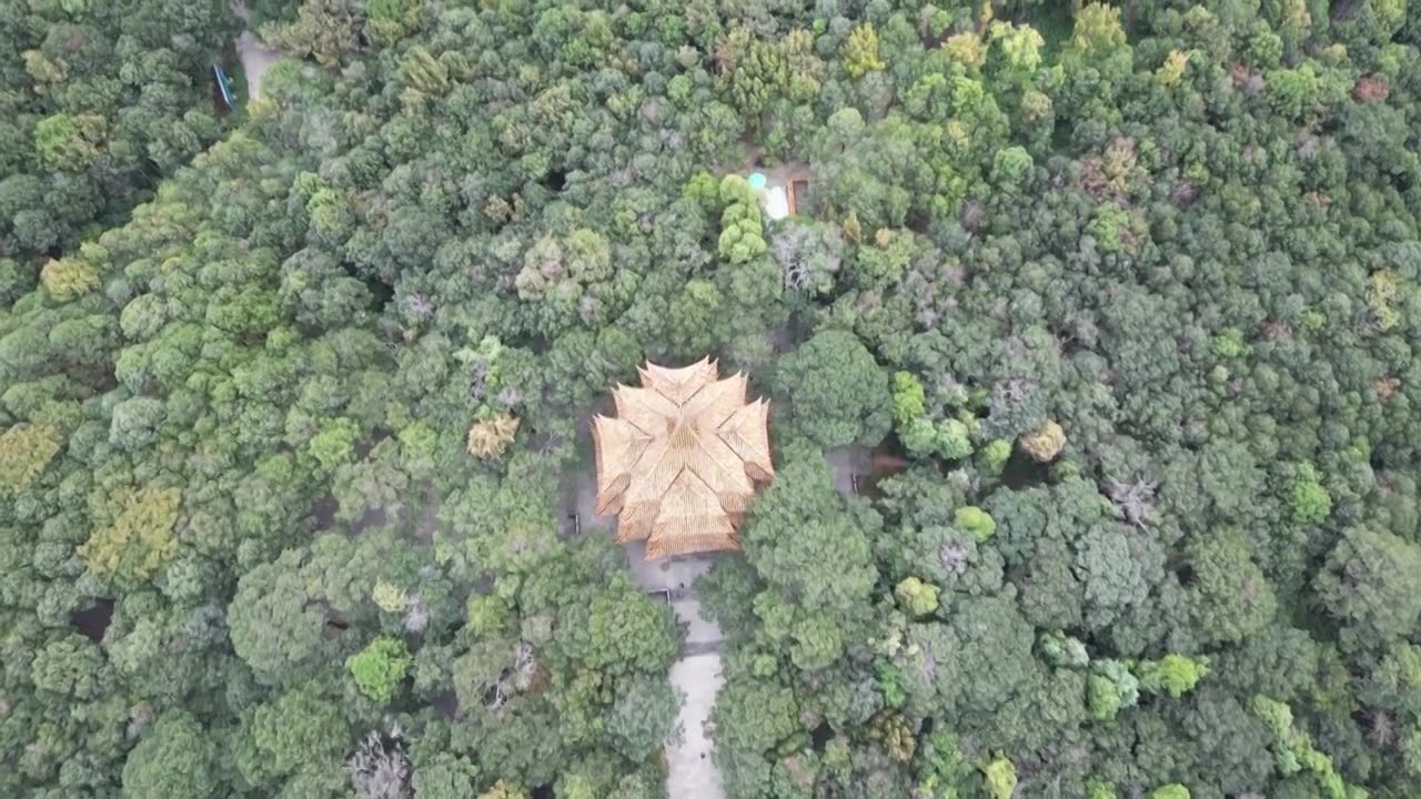 云南省昆明市金殿国家森林公园航拍视角美丽风景视频下载