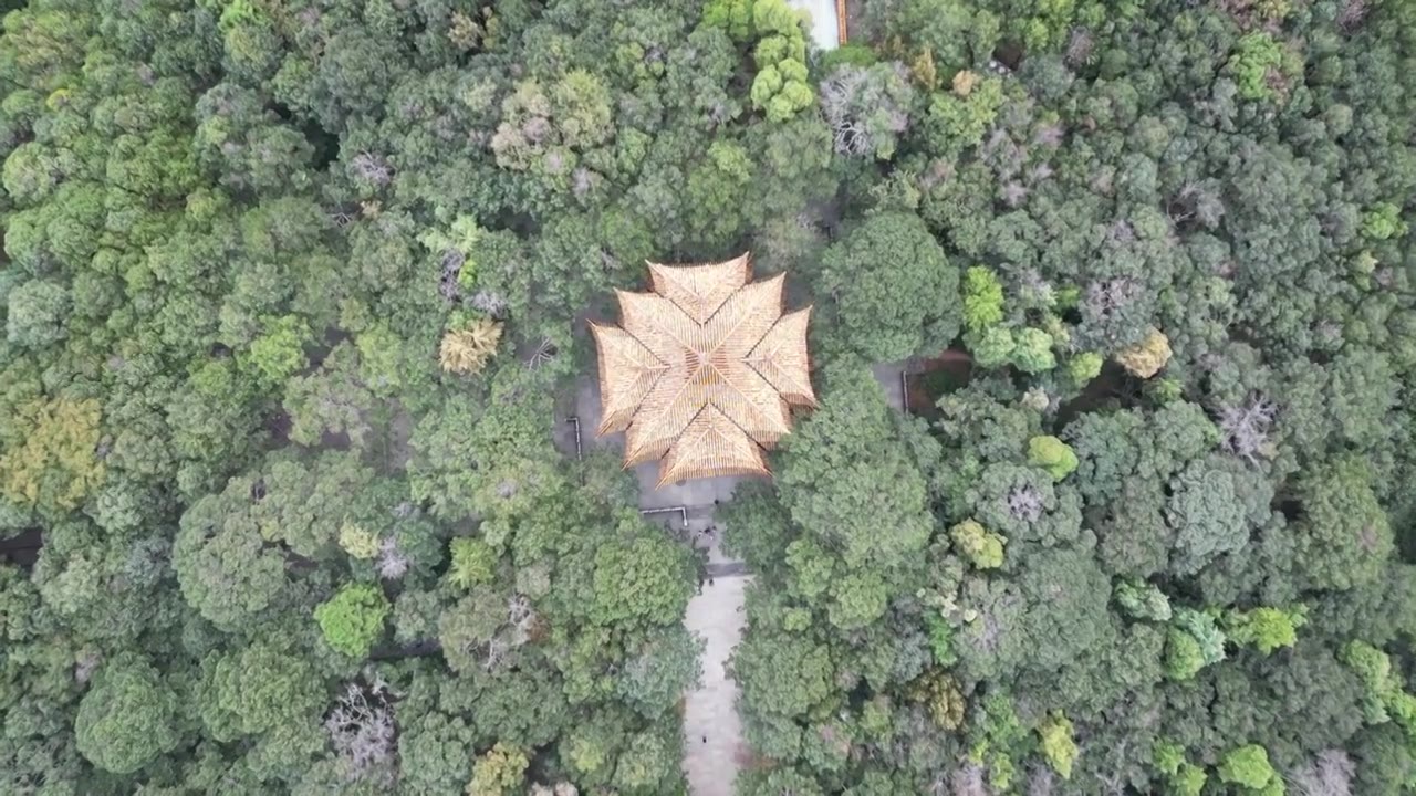 云南省昆明市金殿国家森林公园航拍视角美丽风景视频素材