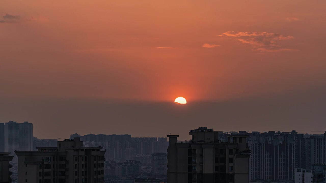 成都城市落日余晖夕阳美景延时空镜视频素材