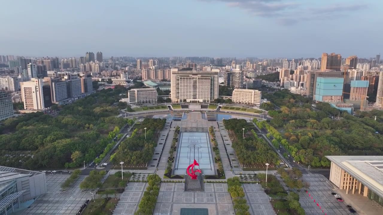 广东省东莞市人民政府中心广场航拍视频素材