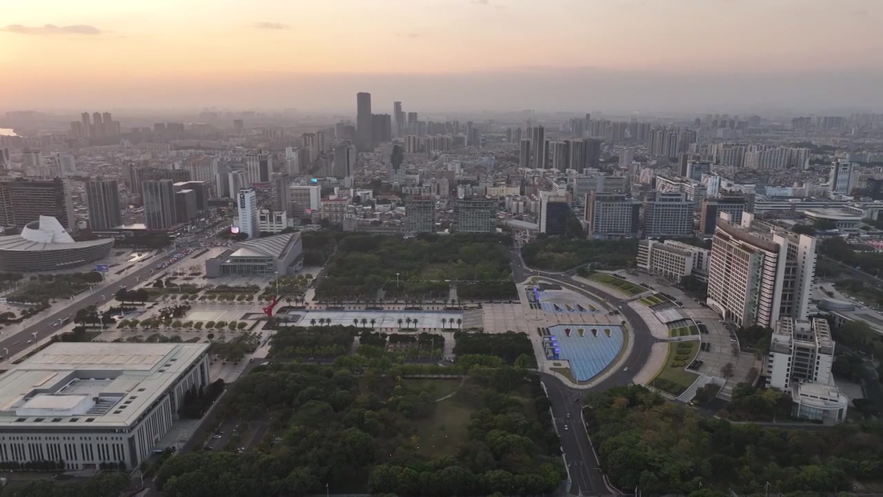 广东省东莞市人民政府中心广场航拍视频素材