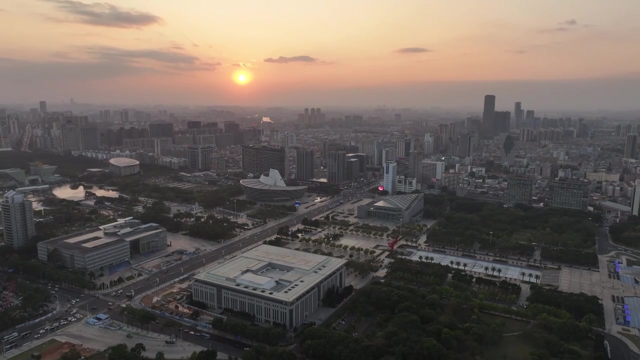 广东省东莞市人民政府中心广场航拍视频素材