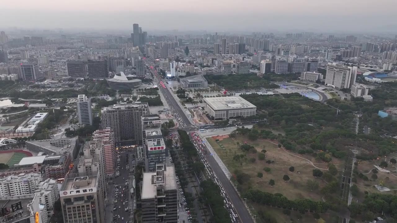 广东省东莞市人民政府中心广场航拍视频素材