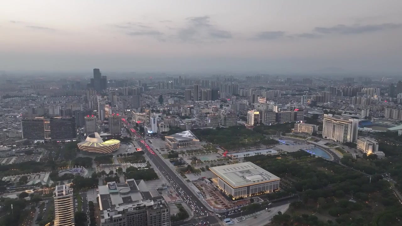 广东省东莞市人民政府中心广场航拍视频素材