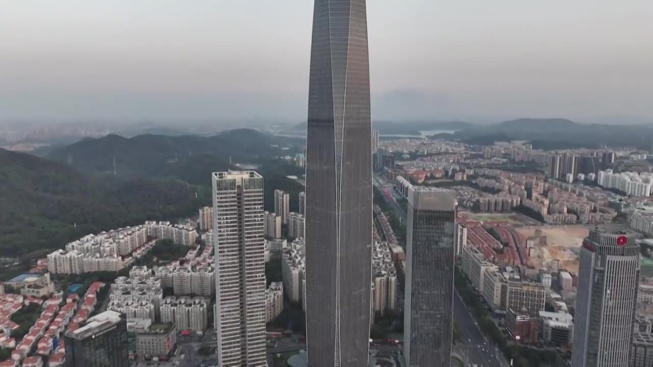 广东省东莞市地标民盈国贸中心环球经贸中心航拍视频素材