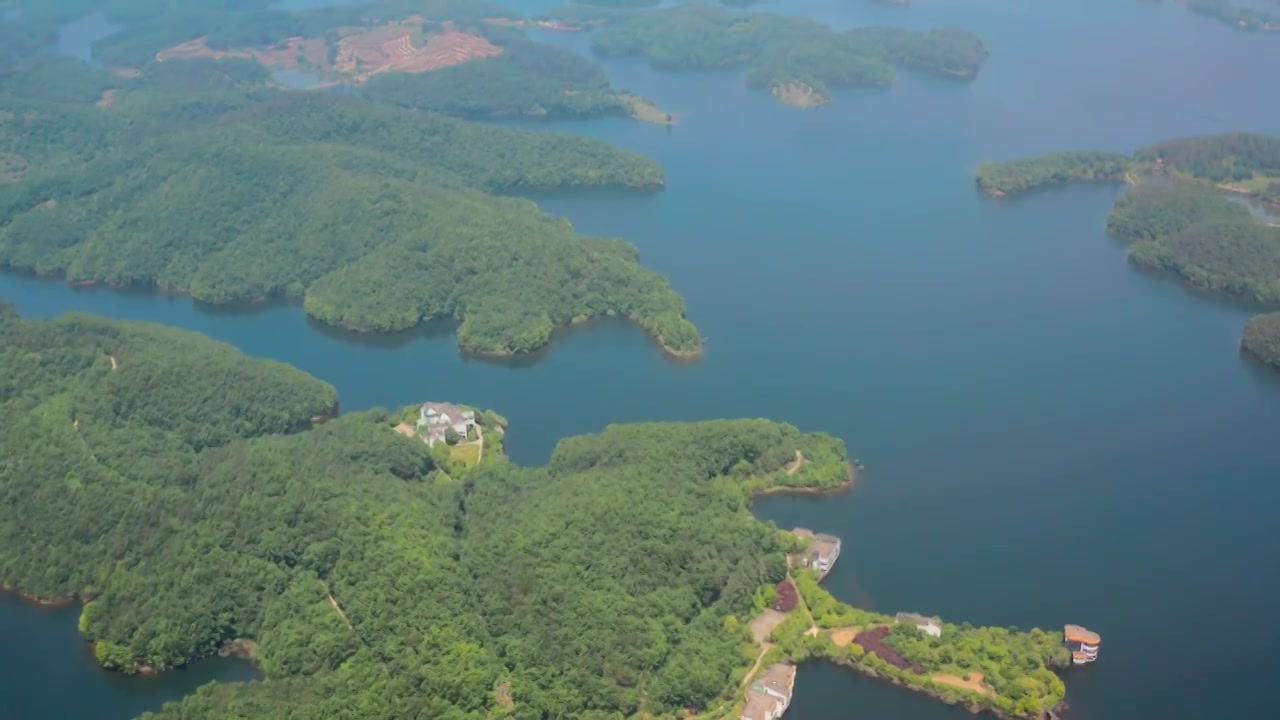 航拍随州封江口湿地公园视频素材