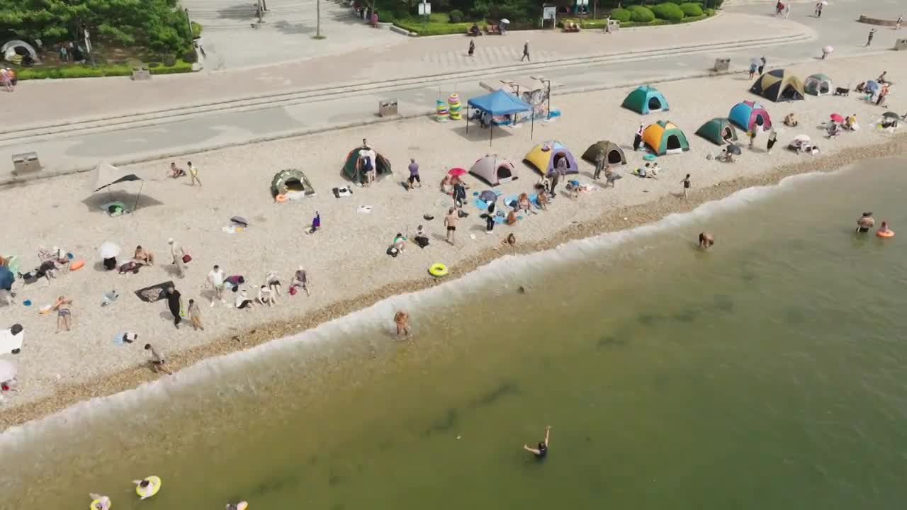 大连星海公园海滨浴场视频素材