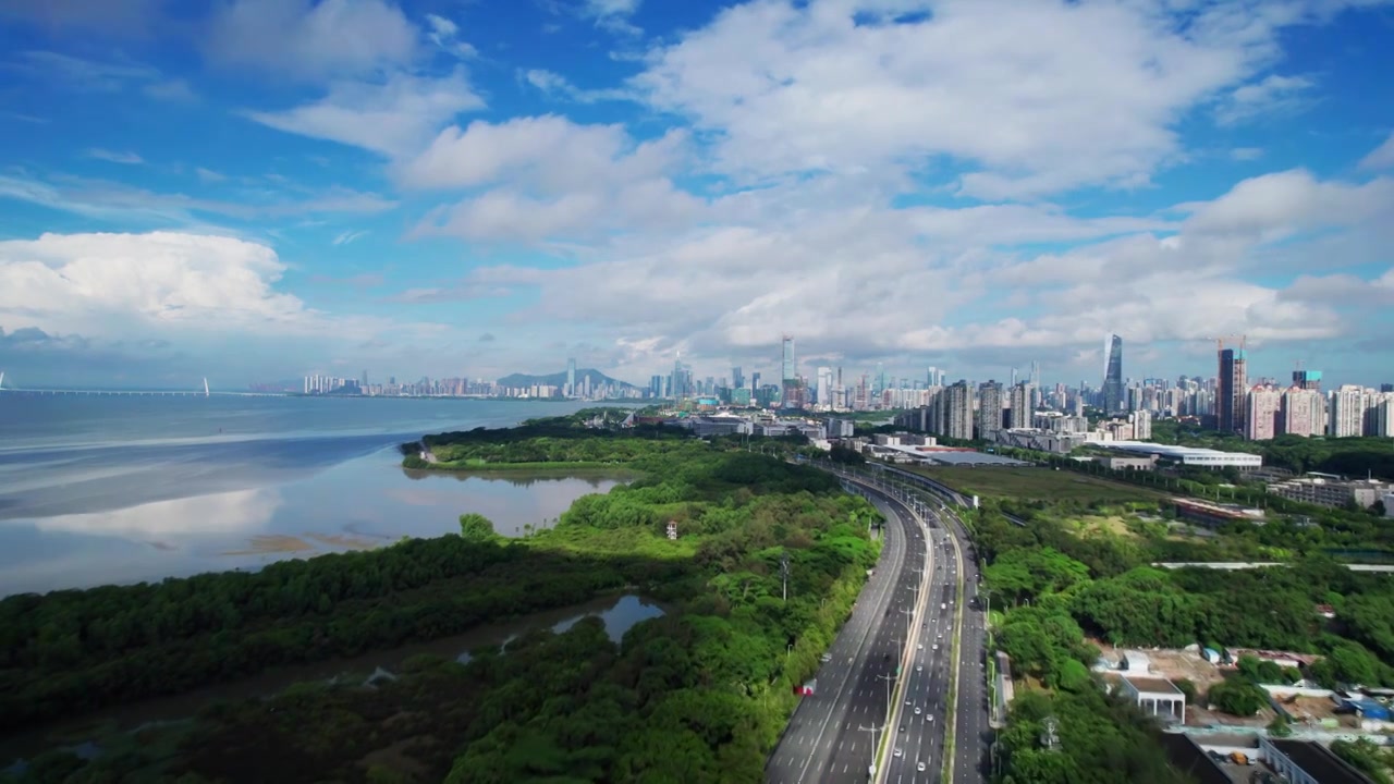 【原创】深圳滨海大道南山天际线航拍素材视频素材