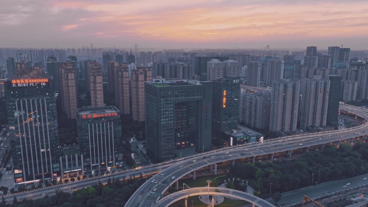 西安二环立交夜景航拍视频素材