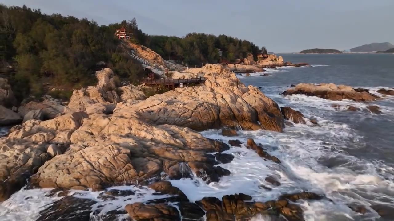 原创 福建漳州东山岛风动石景区海岸线风光视频素材