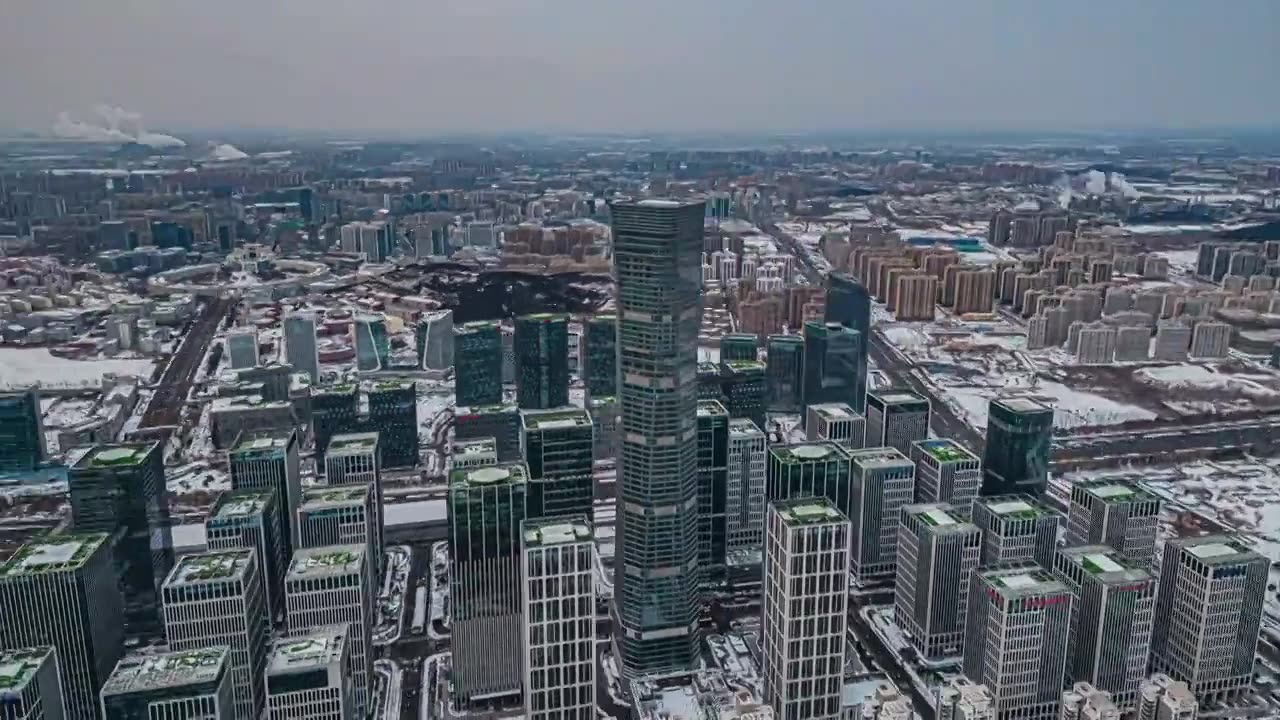 4K航拍济南汉峪金谷雪景视频素材