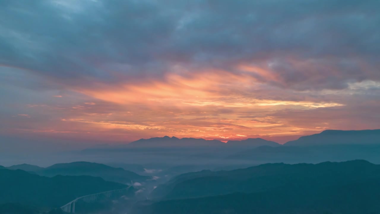 雅安自然风光唯美大气朝霞映山川视频素材