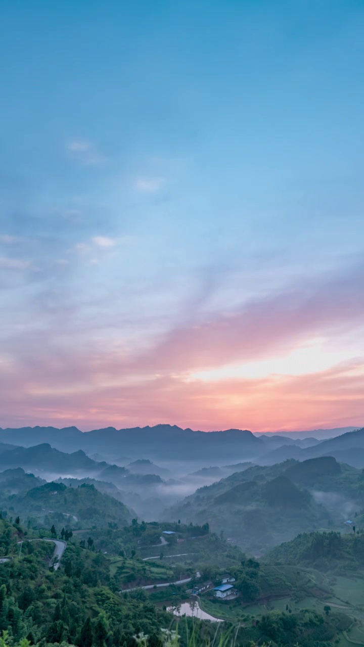 重庆周家山风景日出朝霞延迟风光视频素材