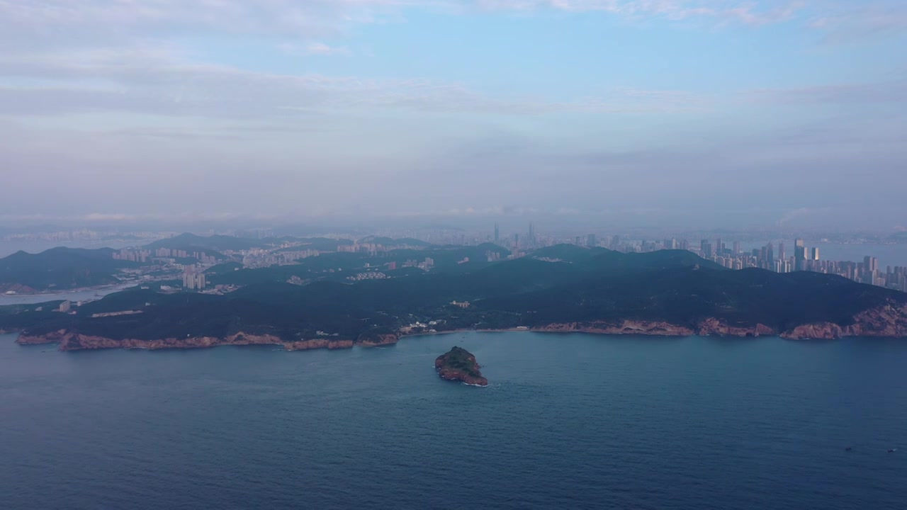 大连城市海岛岛屿滨海大景空镜群山海岸视频素材