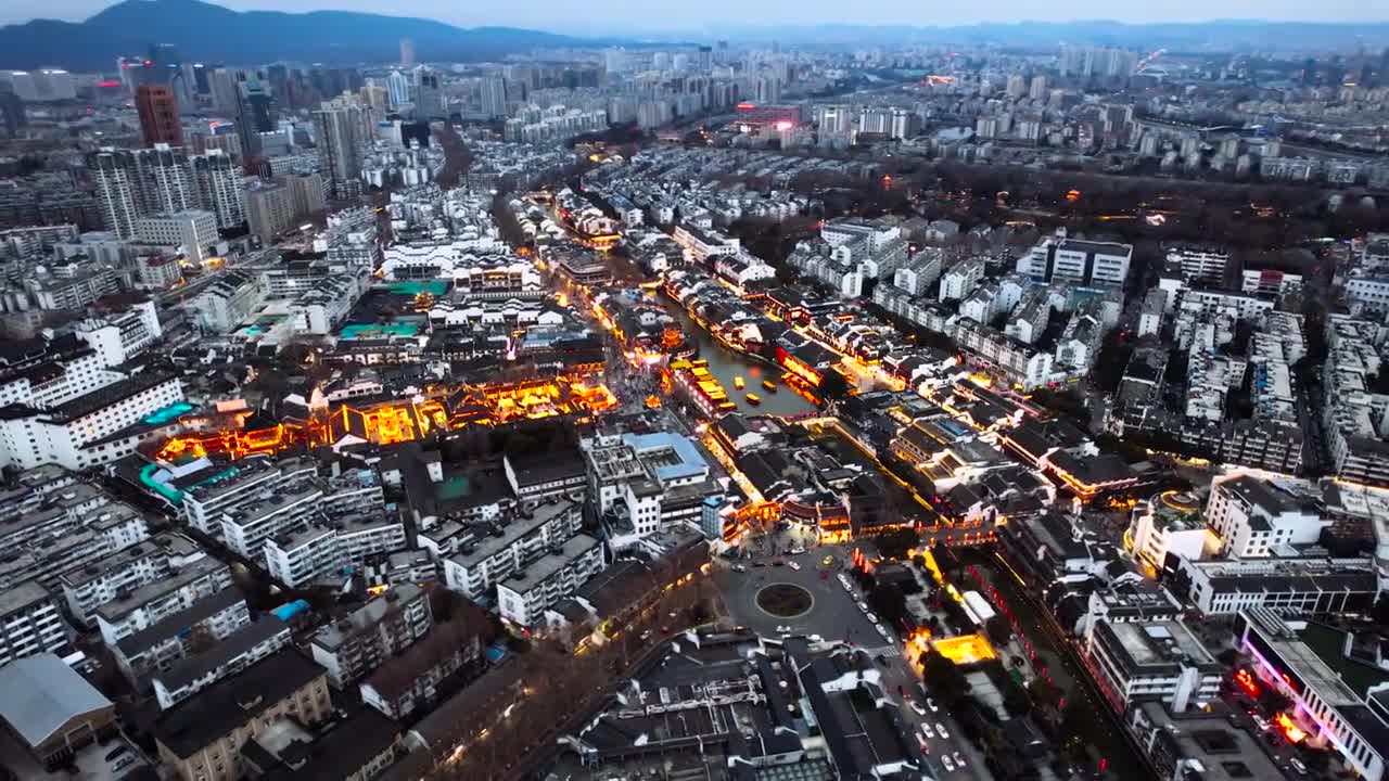 鸟瞰夫子庙夜景视频素材