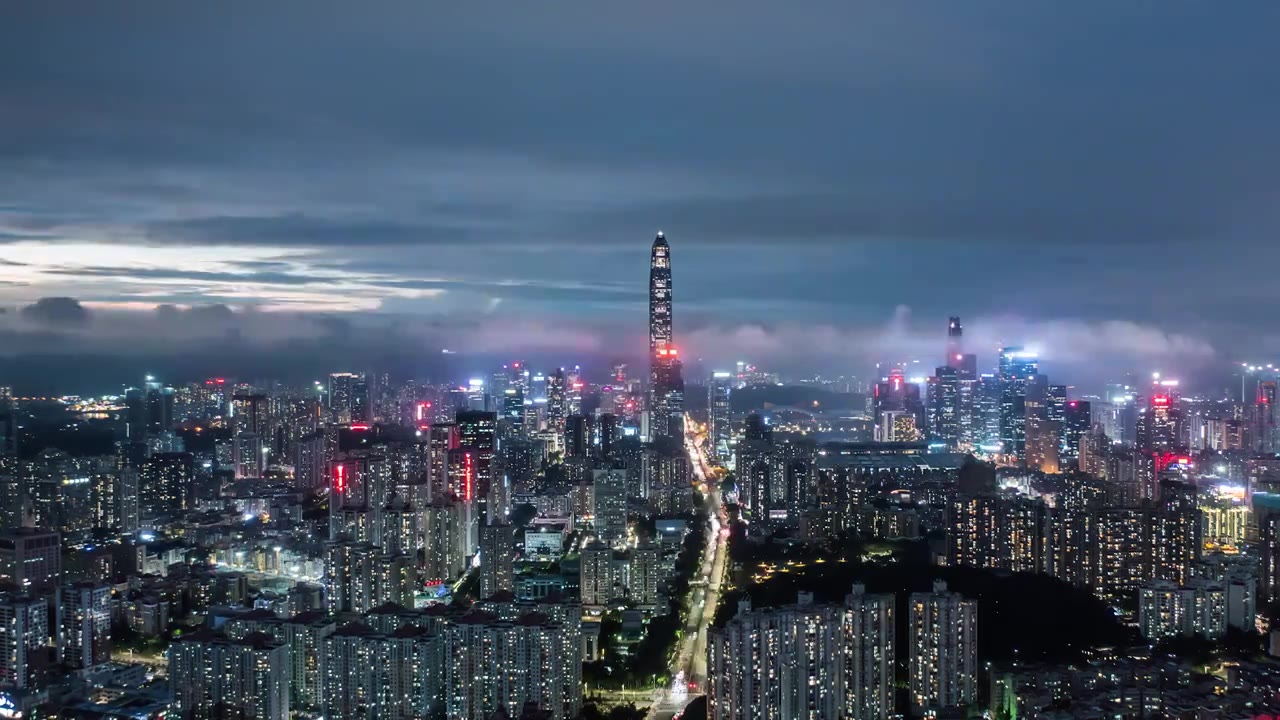 福田区夜景延时视频素材