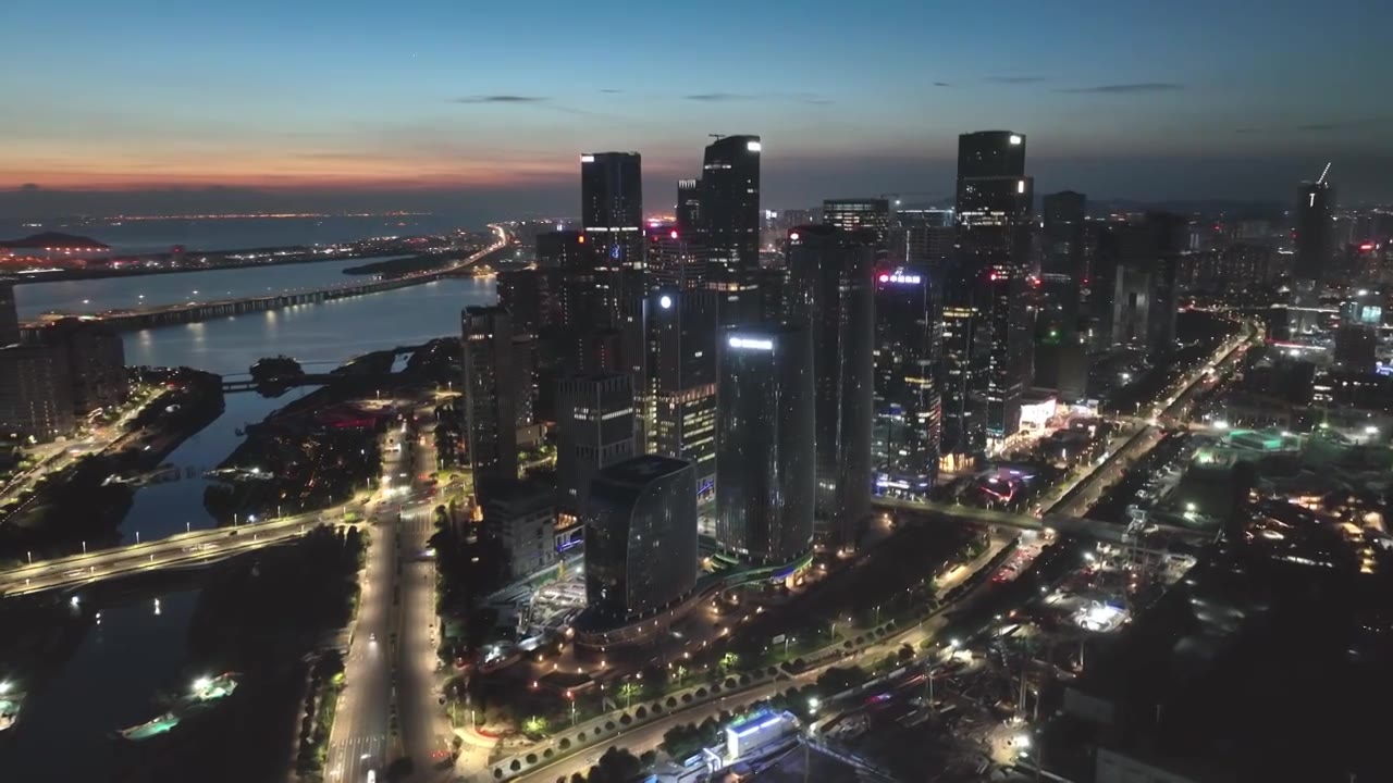 前海日落傍晚夜景视频素材