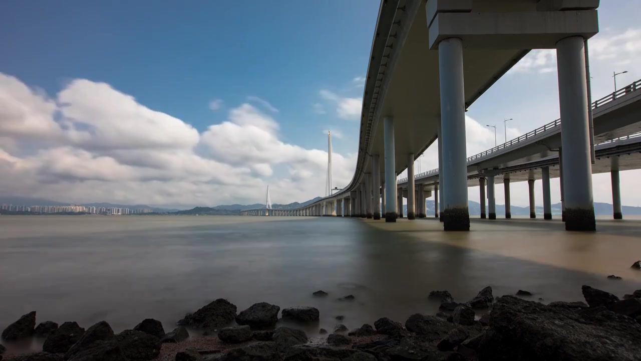 【正版原创】深圳湾大桥海平面视频素材