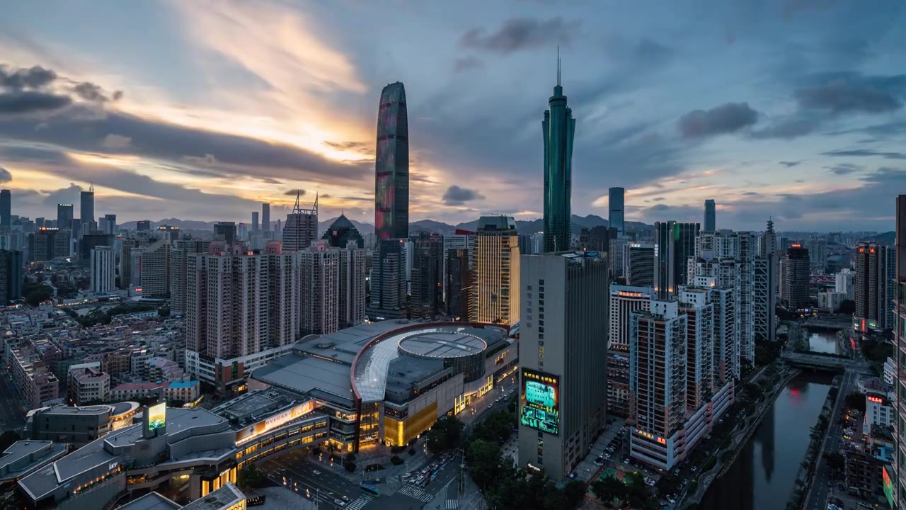 深圳罗湖万象天地京基地王日转夜延时素材视频素材