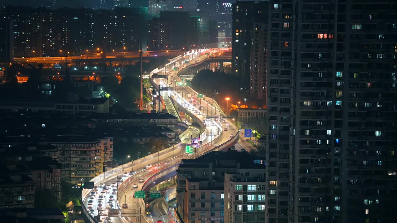 杭州城市夜间车流视频下载