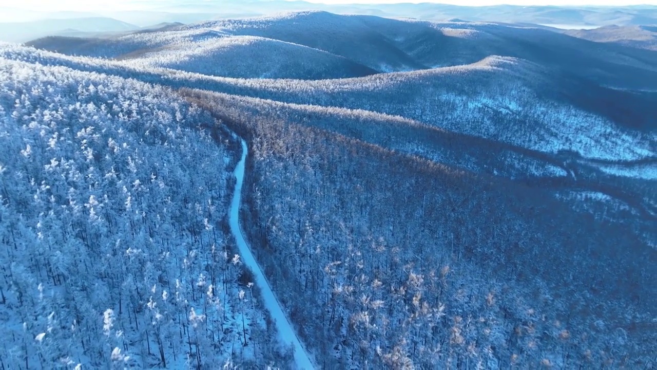 林海雪原雪林和山路视频素材