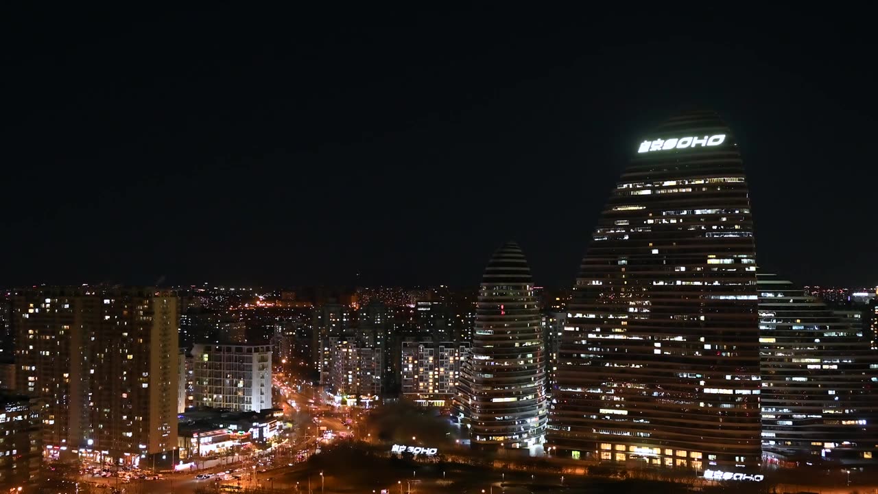 北京望京CBD城市夜景视频素材