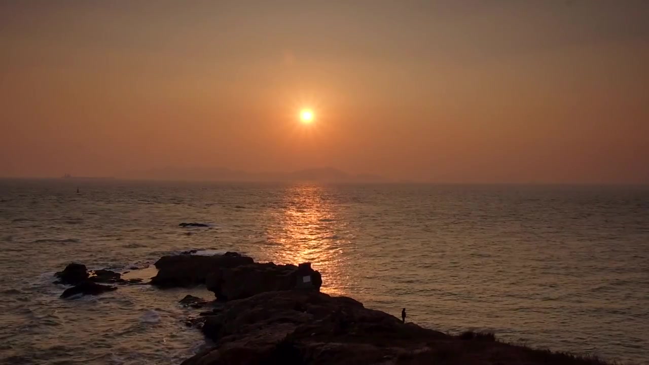 浪漫唯美海上日落视频素材