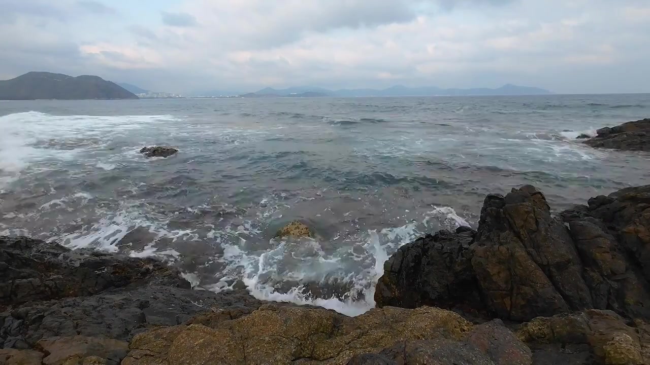 大海 礁石 海浪 浪花视频素材