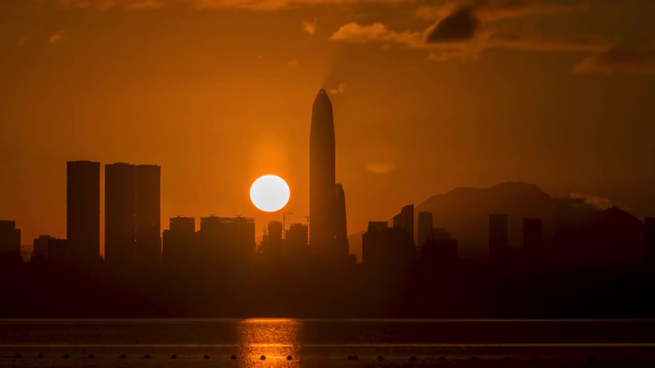 深圳湾海边日出延时视频素材