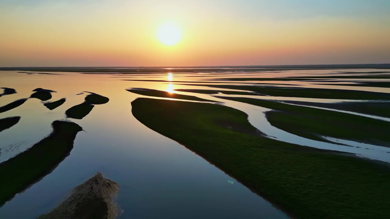 鄱阳湖日出 波光湖面视频素材