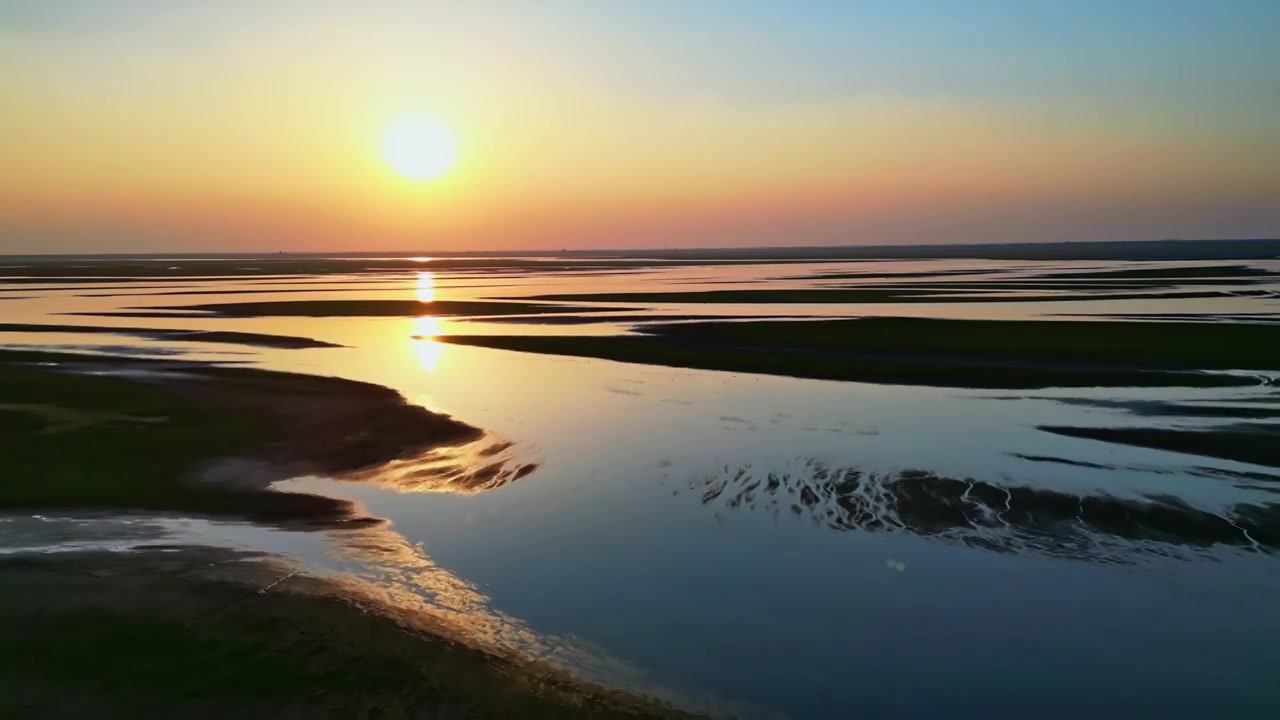 鄱阳湖日出 波光湖面视频素材