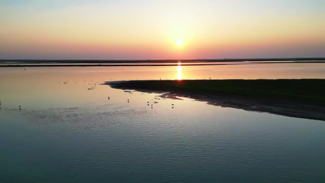 鄱阳湖日出 波光湖面视频素材