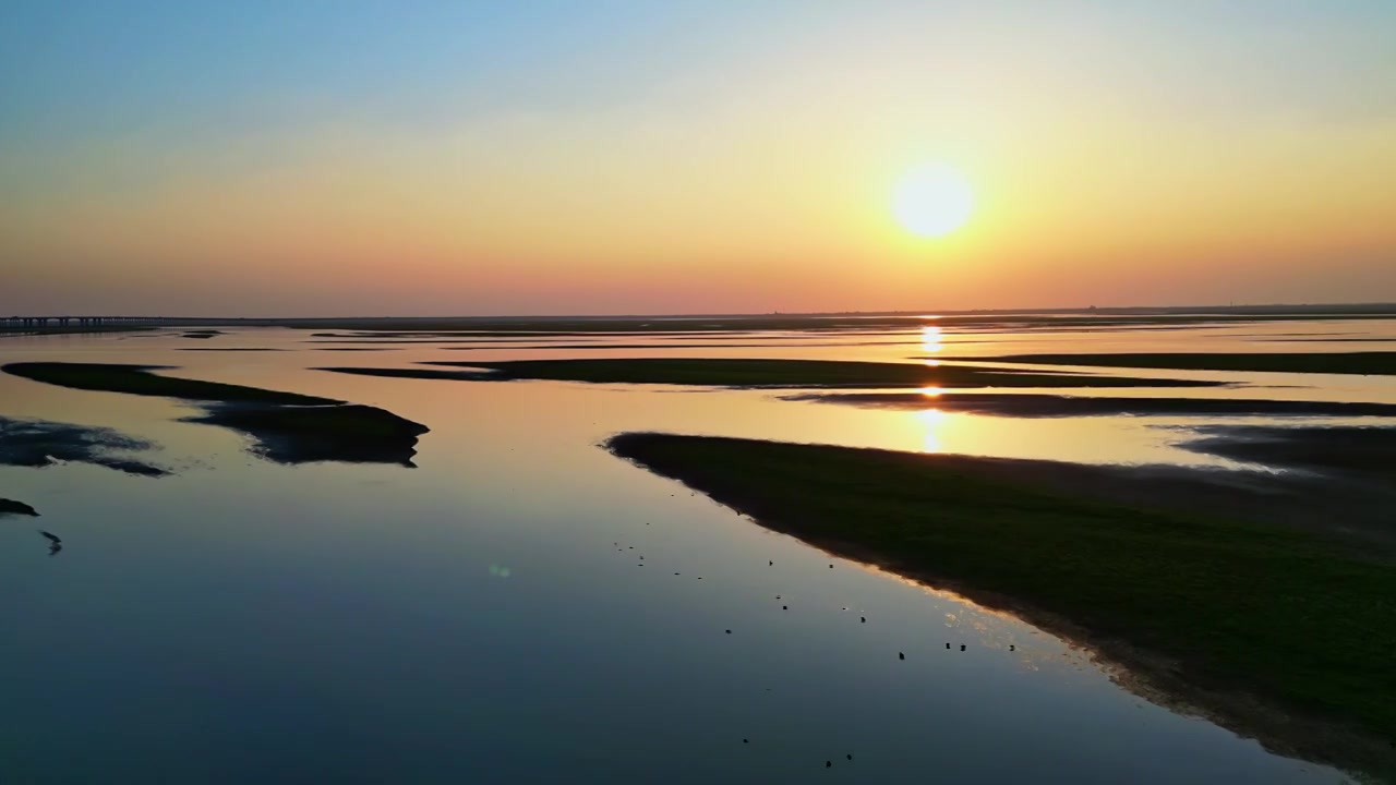 鄱阳湖日出 波光湖面视频素材