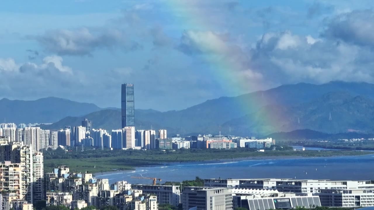 航拍世界之窗华侨城大厦深南大道益田集团视频素材