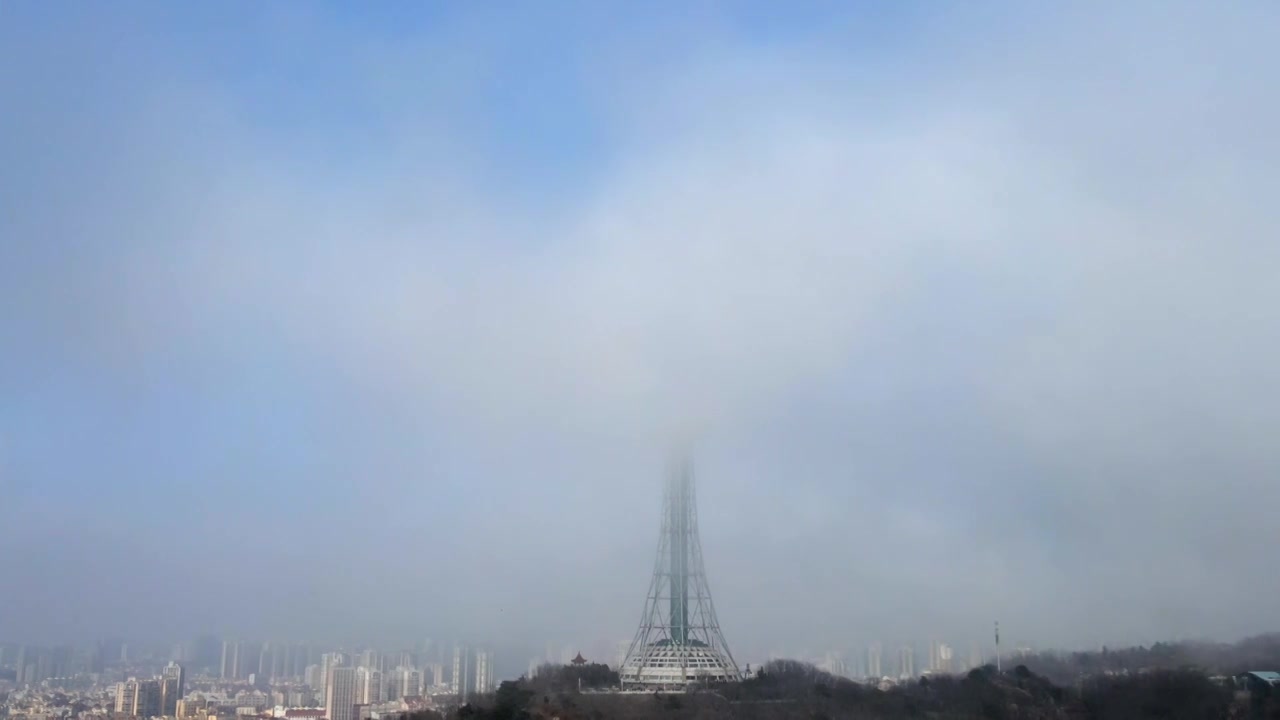 青岛电视台平流雾视频素材