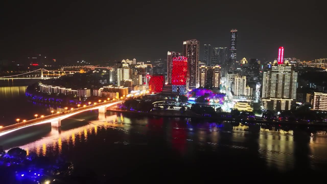 航拍柳州夜景视频素材