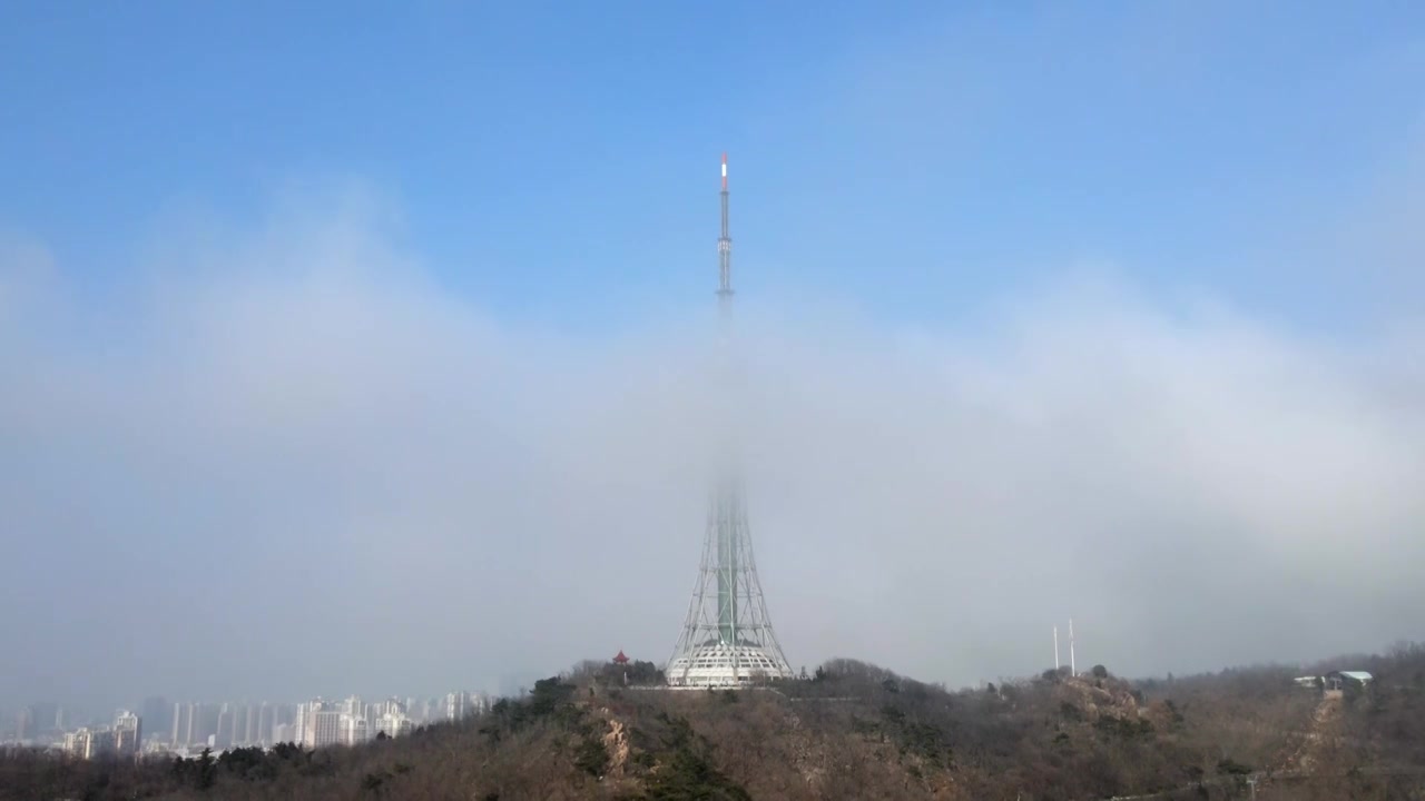 青岛电视台平流雾视频素材