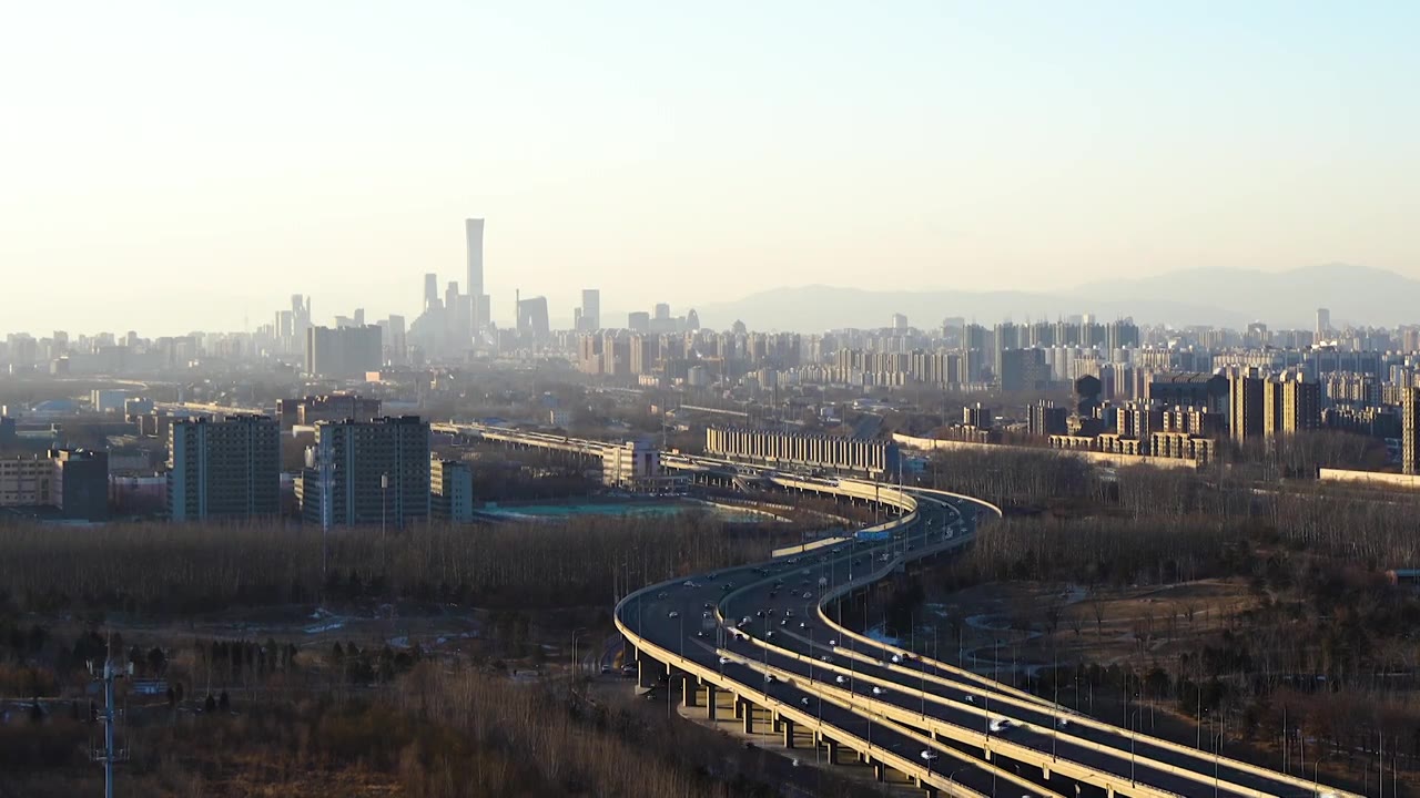 北京城市交通车流CBD视频素材