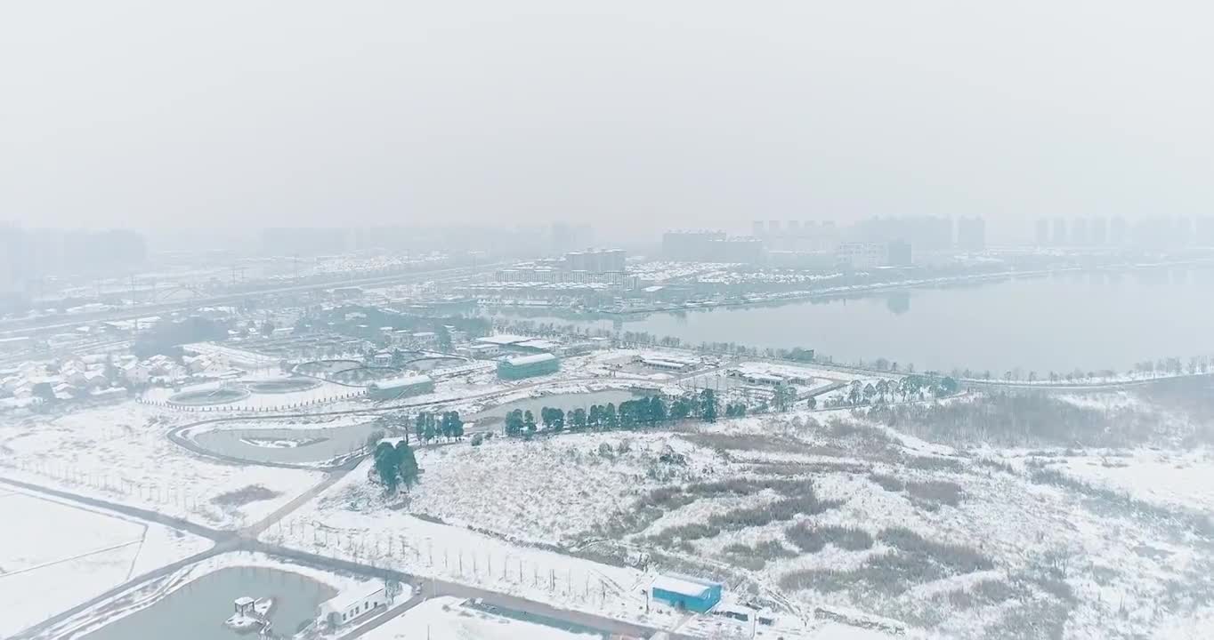 【4K航拍】常德柳叶湖雪景视频素材