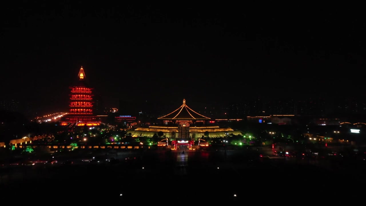 洛阳明堂天堂夜景视频素材