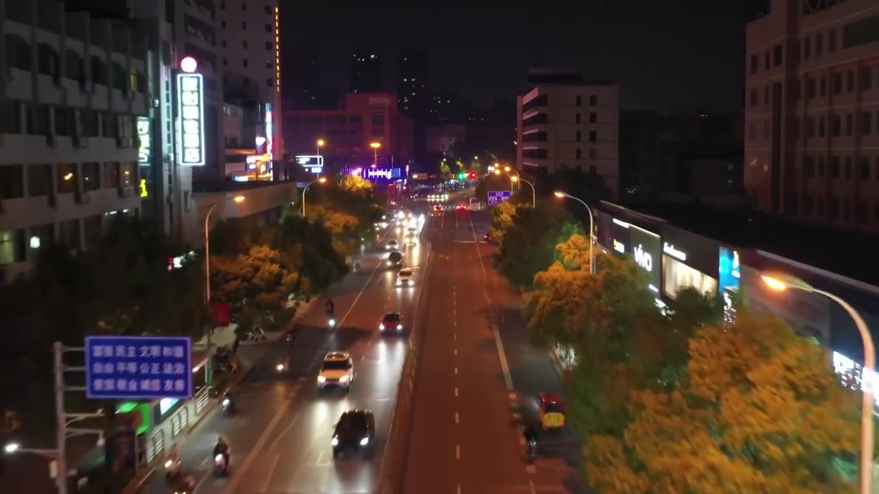 航拍吉安阳明东路夜景视频素材