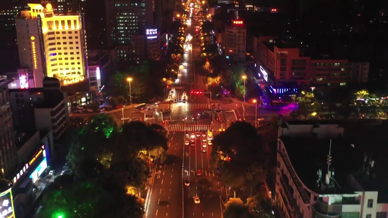 江西吉安井冈山大道夜景视频素材