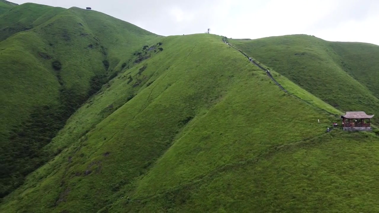 航拍武功山草甸视频素材