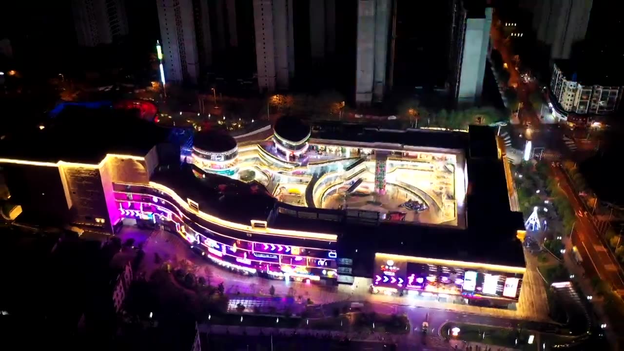 江西吉安星光Park夜景延时摄影视频素材