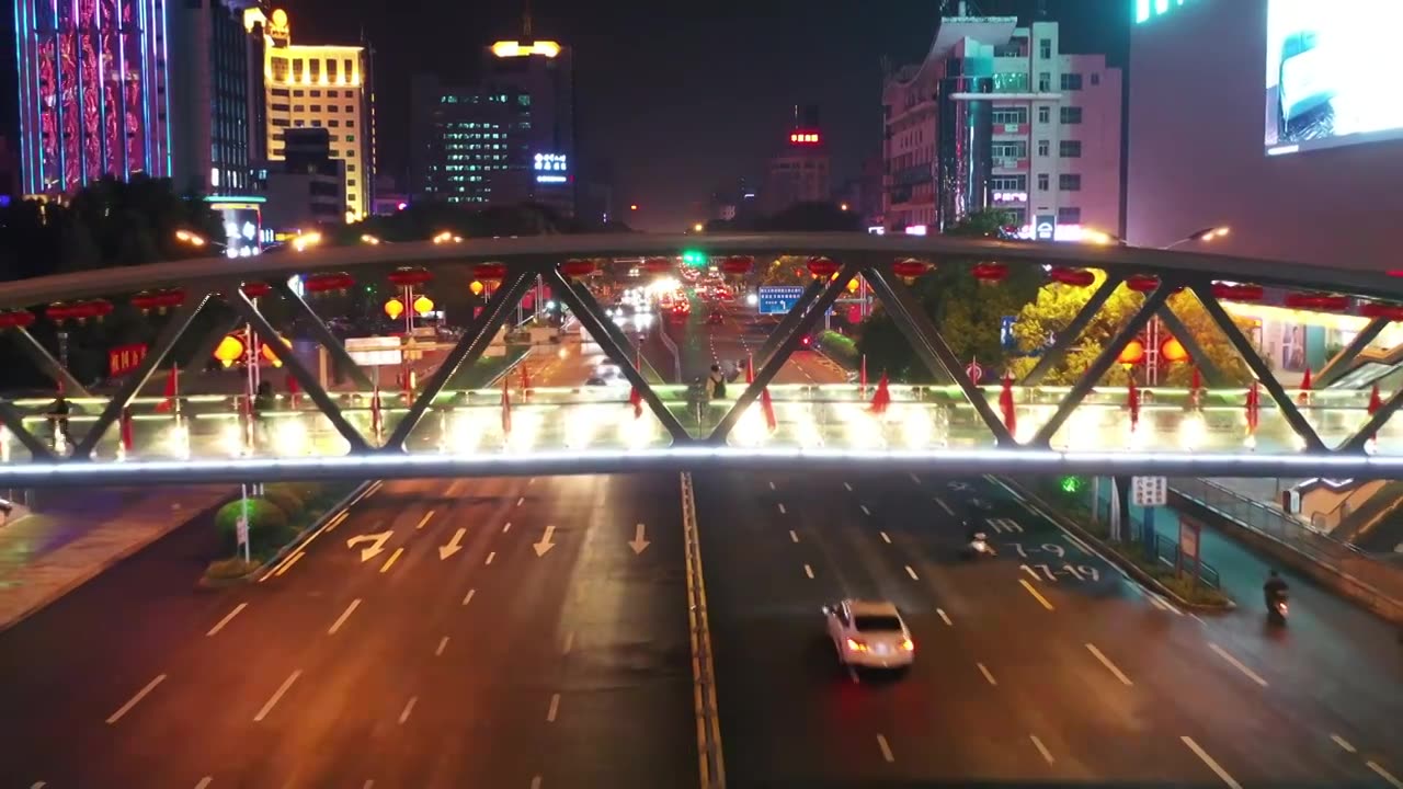 吉安广场天桥夜景视频素材