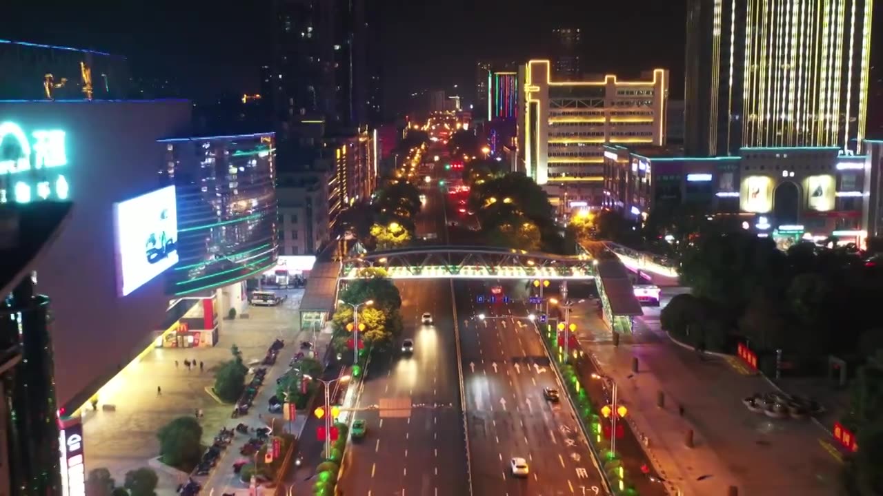 航拍江西吉安市中心夜景视频素材