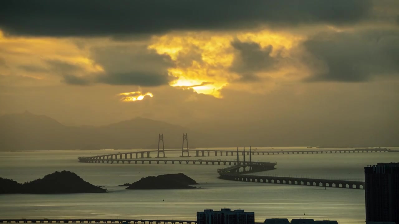 港珠澳大桥日出延时视频素材